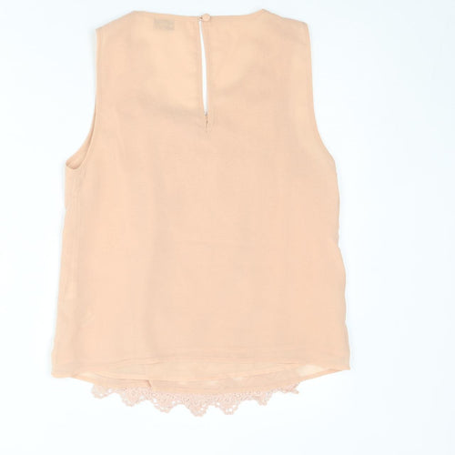 Miss Selfridge Womens Pink Polyester Basic Tank Size 10 Scoop Neck