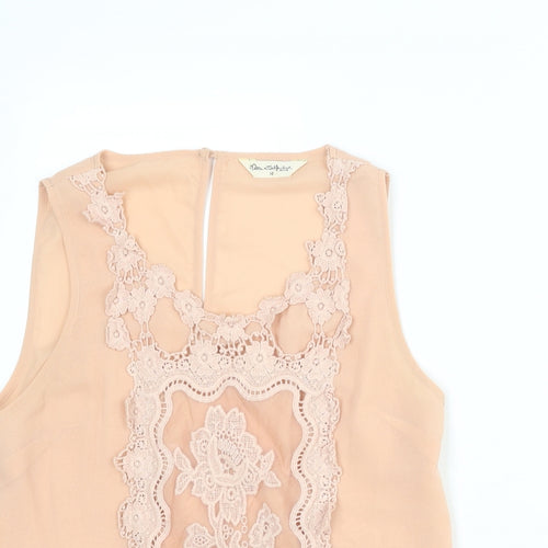 Miss Selfridge Womens Pink Polyester Basic Tank Size 10 Scoop Neck