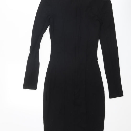French Connection Womens Black Polyester Shift Size 8 Round Neck Zip