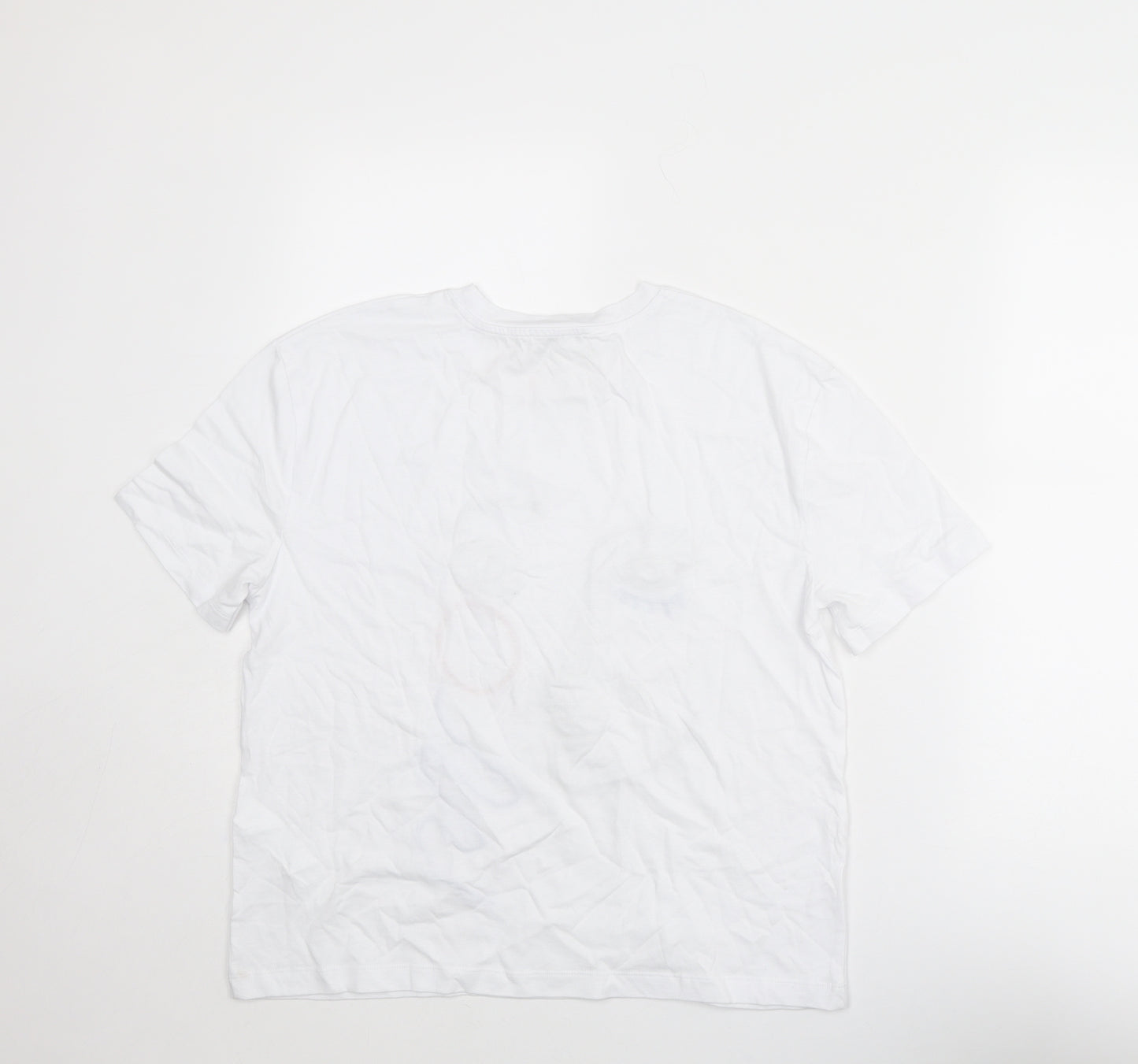 Zara Womens White Cotton Basic T-Shirt Size S Round Neck - Face