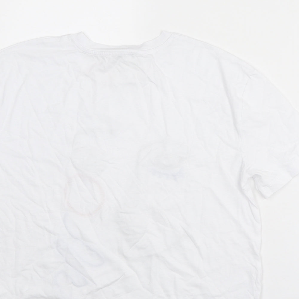 Zara Womens White Cotton Basic T-Shirt Size S Round Neck - Face