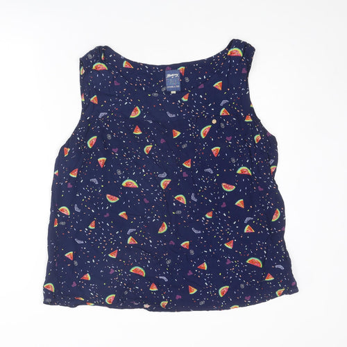 MANTARAY PRODUCTS Womens Blue Geometric Viscose Basic Tank Size 18 Round Neck - Watermelon Pattern