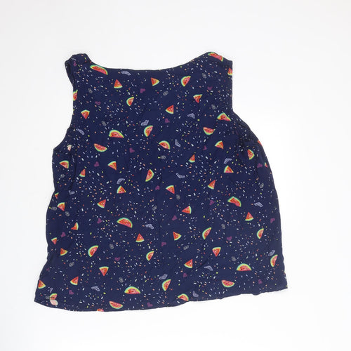 MANTARAY PRODUCTS Womens Blue Geometric Viscose Basic Tank Size 18 Round Neck - Watermelon Pattern