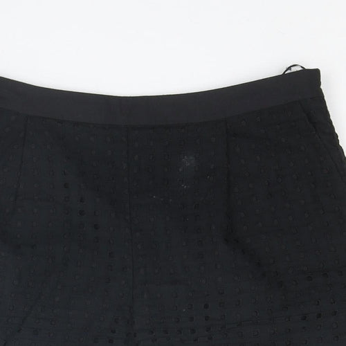 NEXT Womens Black Cotton Basic Shorts Size 6 L3 in Regular Zip