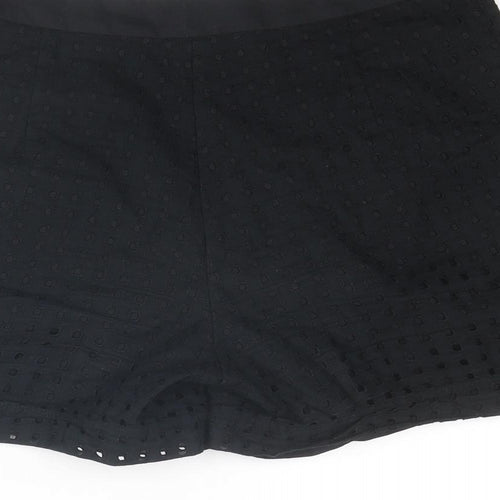 NEXT Womens Black Cotton Basic Shorts Size 6 L3 in Regular Zip