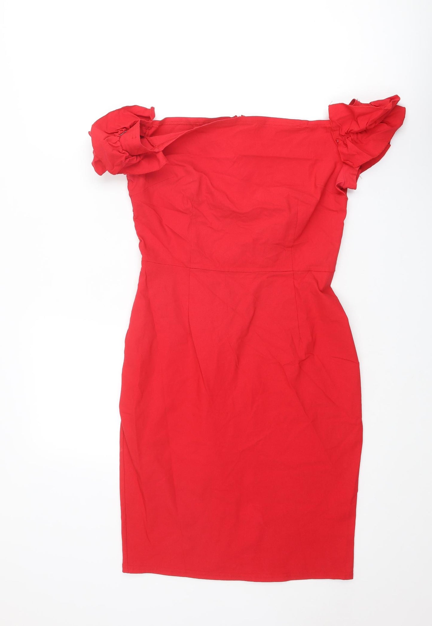 Apricot Womens Red Viscose Shift Size 12 Square Neck Zip