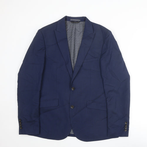 Marks and Spencer Mens Blue Polyester Jacket Suit Jacket Size 38 Regular