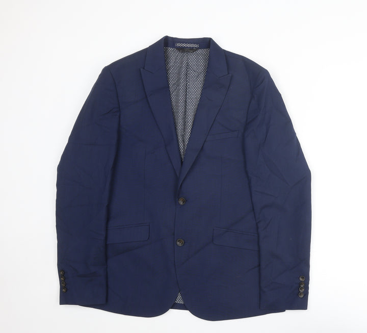 Marks and Spencer Mens Blue Polyester Jacket Suit Jacket Size 38 Regular