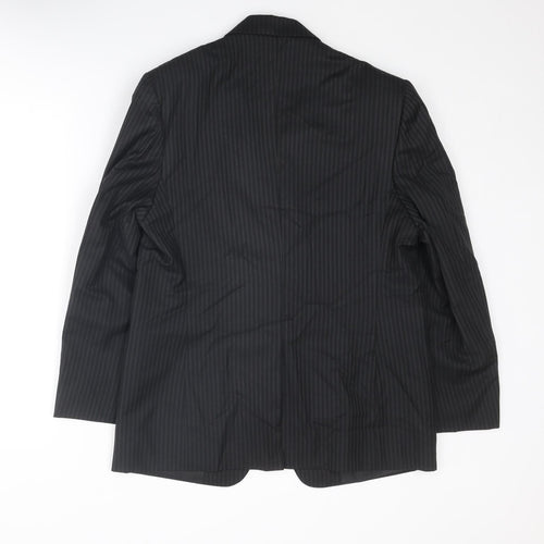 The Raymond Mens Black Striped Polyester Jacket Suit Jacket Size 36 Regular