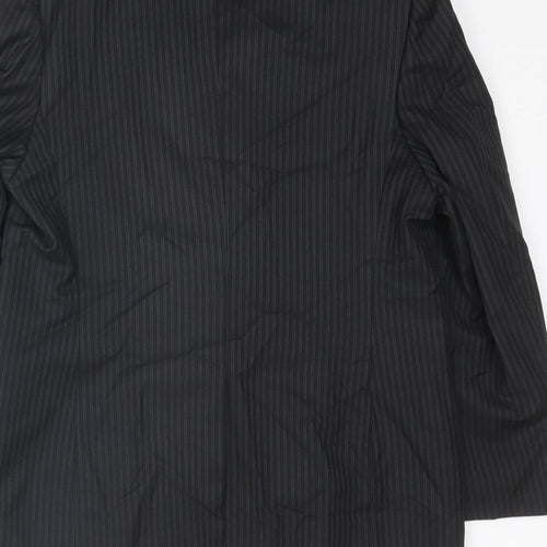 The Raymond Mens Black Striped Polyester Jacket Suit Jacket Size 36 Regular
