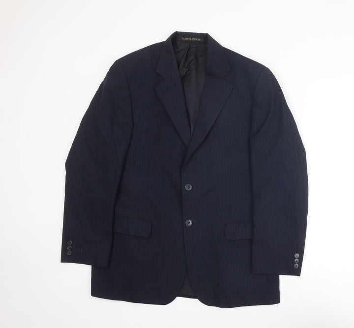 St Michael Mens Blue Wool Jacket Suit Jacket Size 40 Regular
