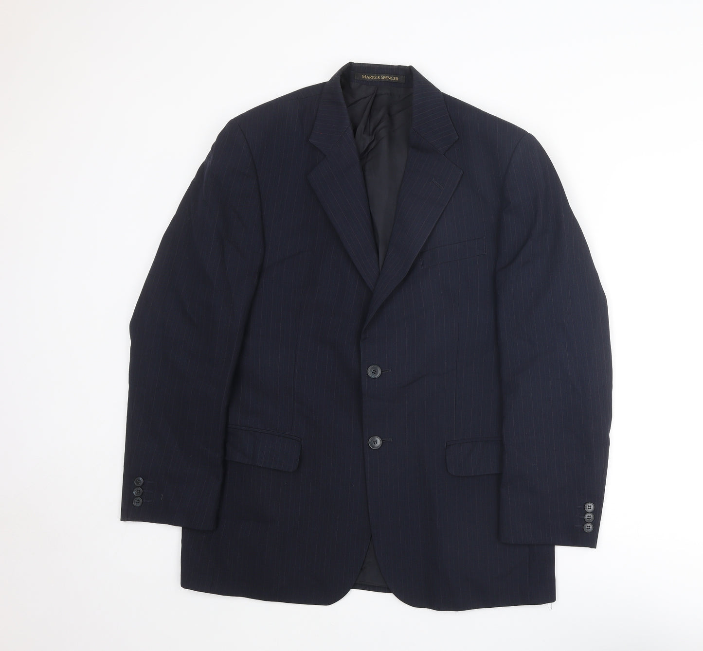 St Michael Mens Blue Wool Jacket Suit Jacket Size 40 Regular