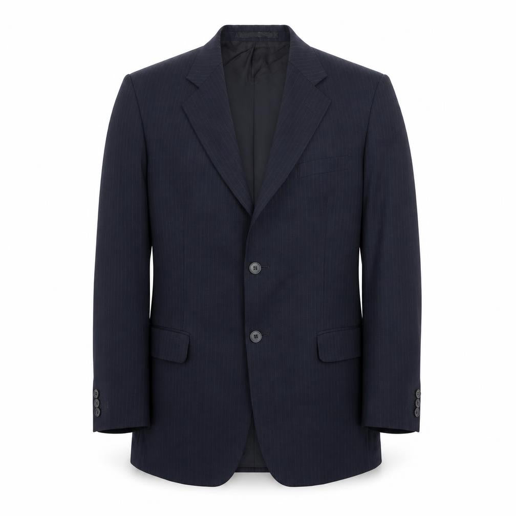 Front view of St Michael men’s blue wool jacket suit jacket, size 40, regular
