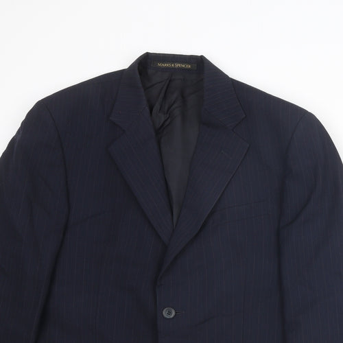 St Michael Mens Blue Wool Jacket Suit Jacket Size 40 Regular