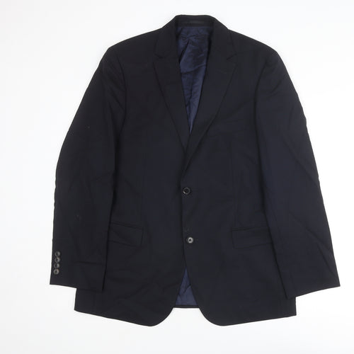 Boss Mens Blue Wool Jacket Suit Jacket Size 40 Regular