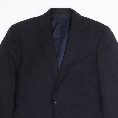 Boss Mens Blue Wool Jacket Suit Jacket Size 40 Regular