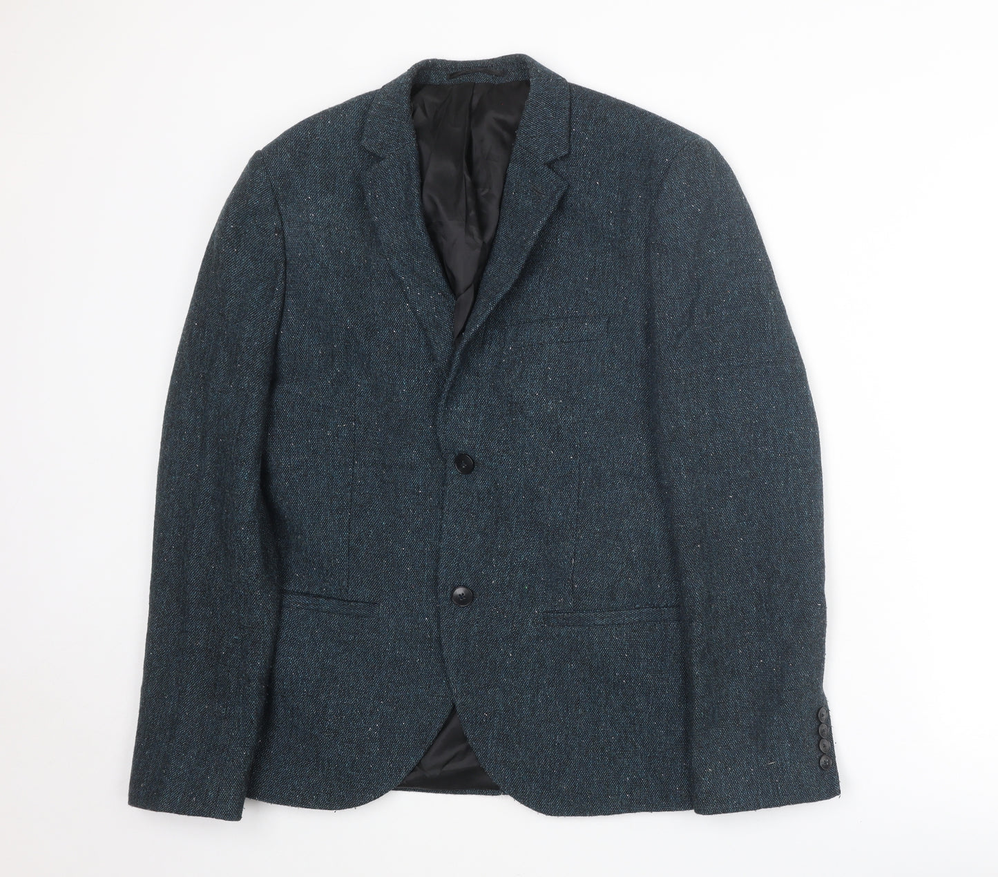 Topman Mens Blue Polyester Jacket Suit Jacket Size 38 Regular