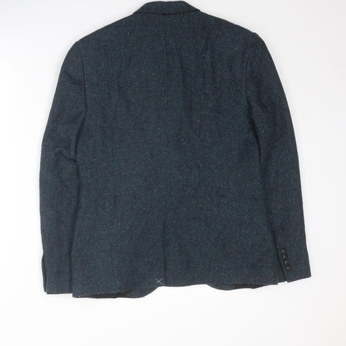Topman Mens Blue Polyester Jacket Suit Jacket Size 38 Regular