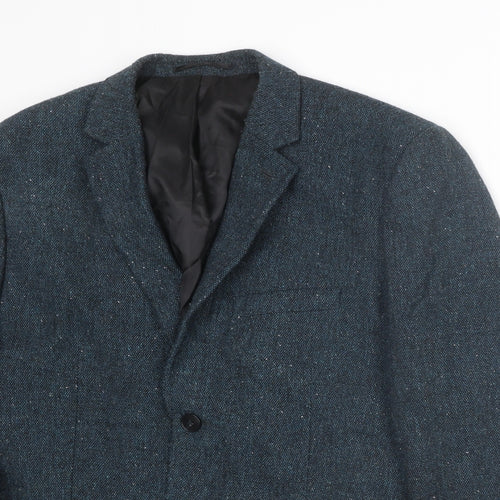 Topman Mens Blue Polyester Jacket Suit Jacket Size 38 Regular