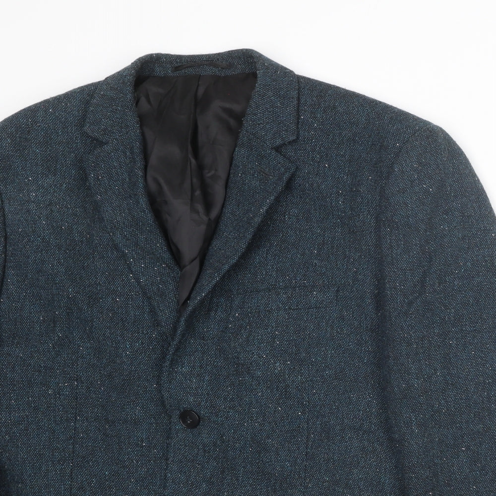 Topman Mens Blue Polyester Jacket Suit Jacket Size 38 Regular