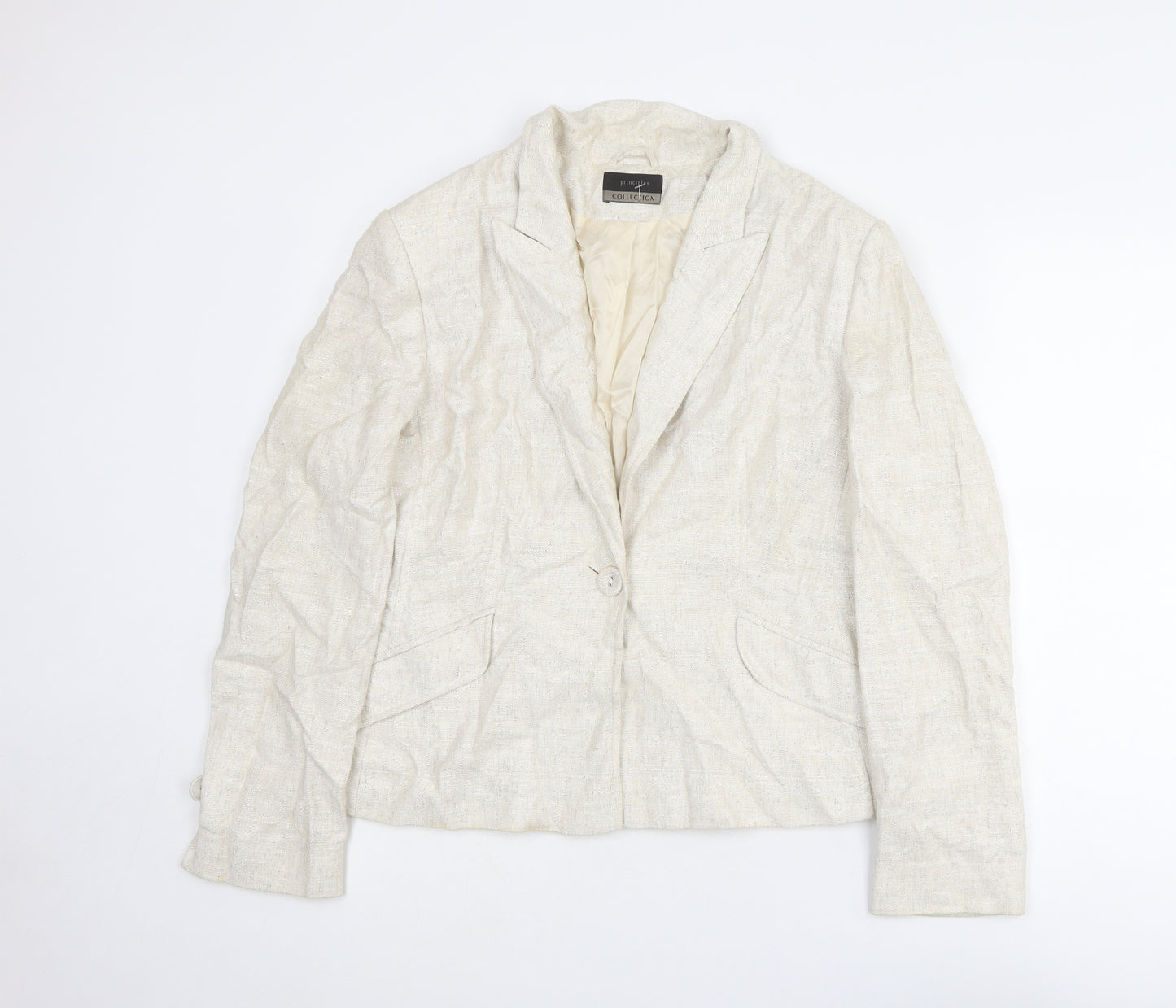 Principles Womens Ivory Viscose Jacket Blazer Size 16