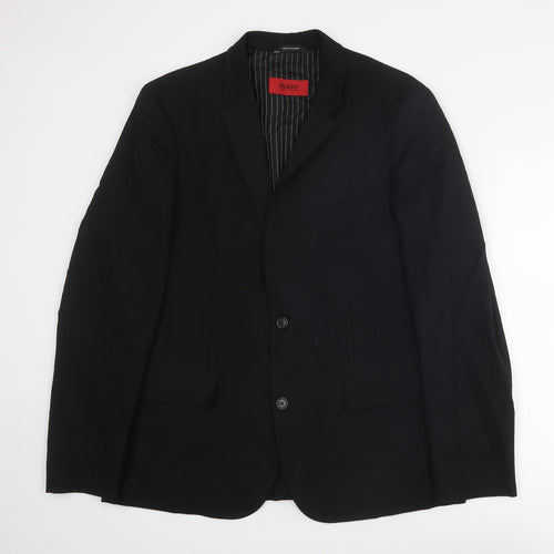 HUGO BOSS Mens Black Wool Jacket Suit Jacket Size 40 Regular