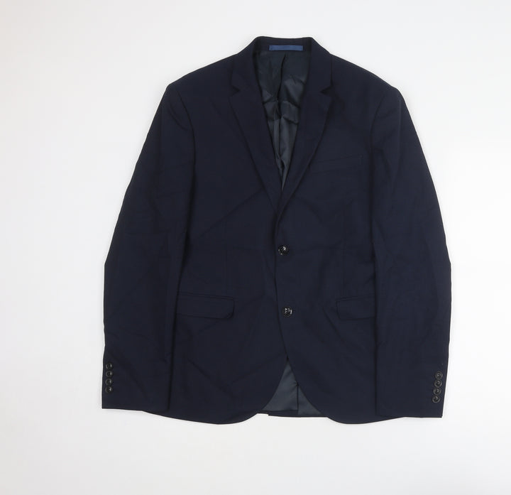 Topman Mens Blue Polyester Jacket Suit Jacket Size 40 Regular