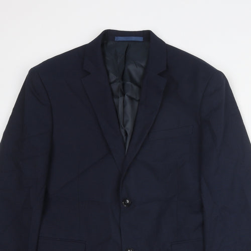 Topman Mens Blue Polyester Jacket Suit Jacket Size 40 Regular