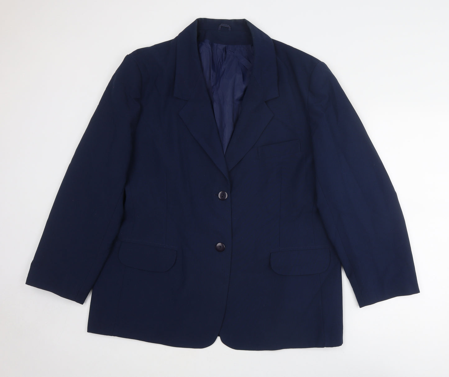Classic Womens Blue Polyester Jacket Blazer Size 22