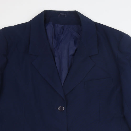 Classic Womens Blue Polyester Jacket Blazer Size 22