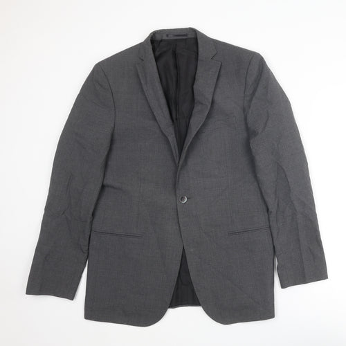 T.M.Lewin Mens Grey Wool Jacket Suit Jacket Size 42 Regular