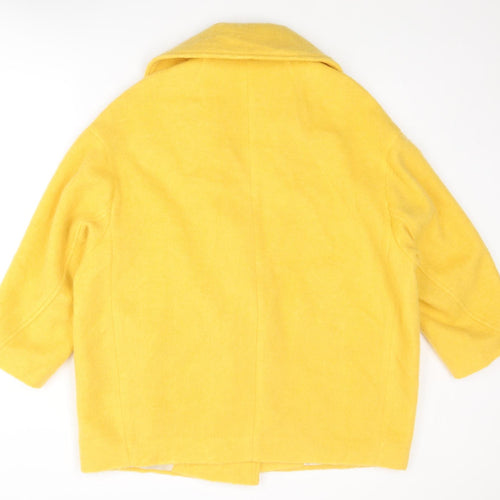 H&M Womens Yellow Overcoat Coat Size 8 Button