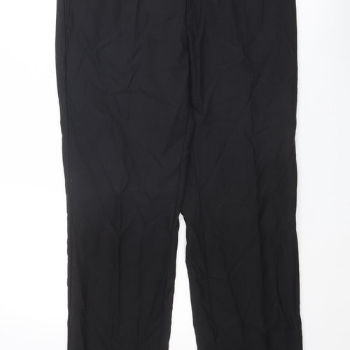 Autograph Mens Black Wool Trousers Size 34 in L31 in Regular Zip