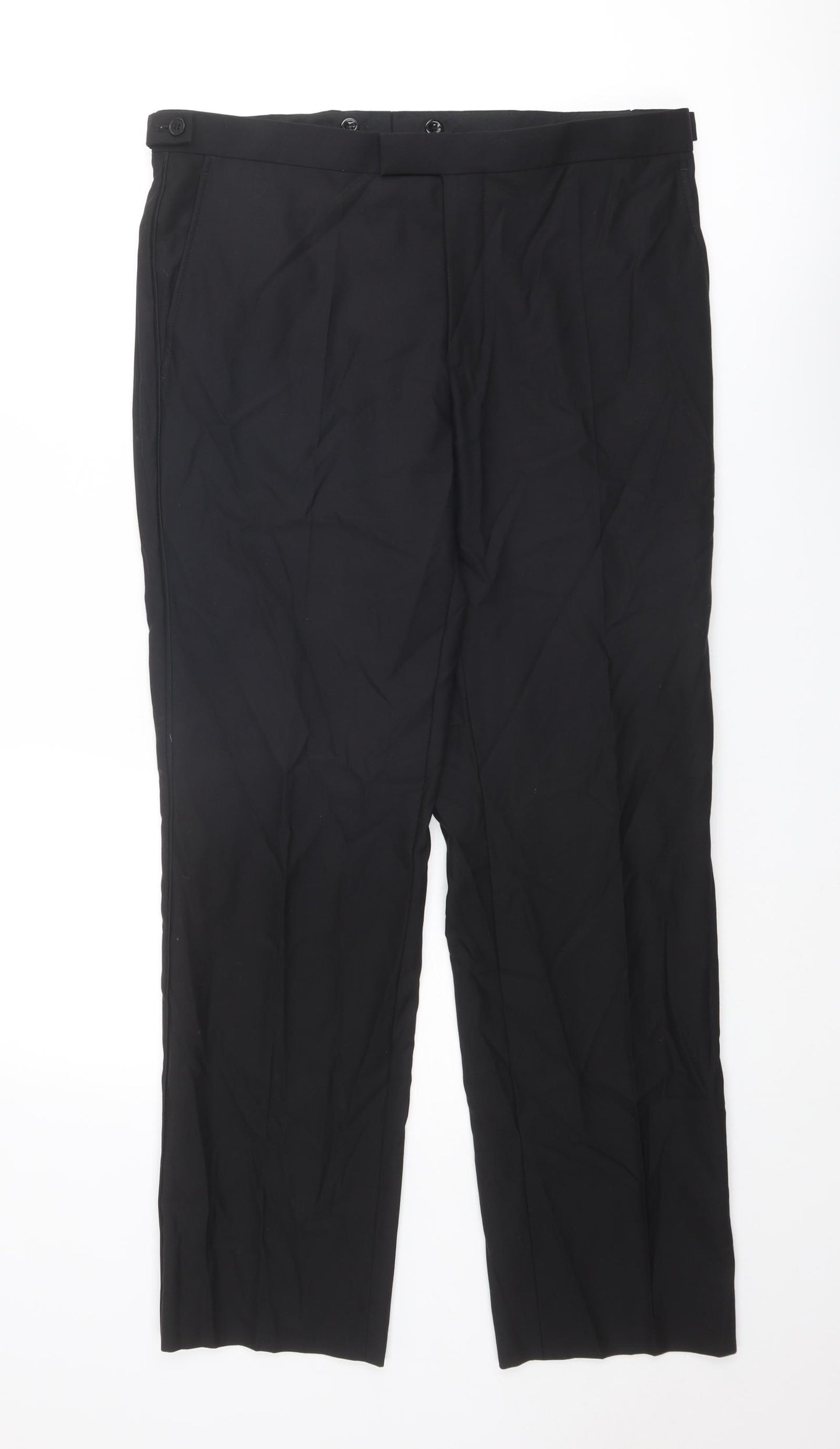 Autograph Mens Black Wool Trousers Size 34 in L31 in Regular Zip