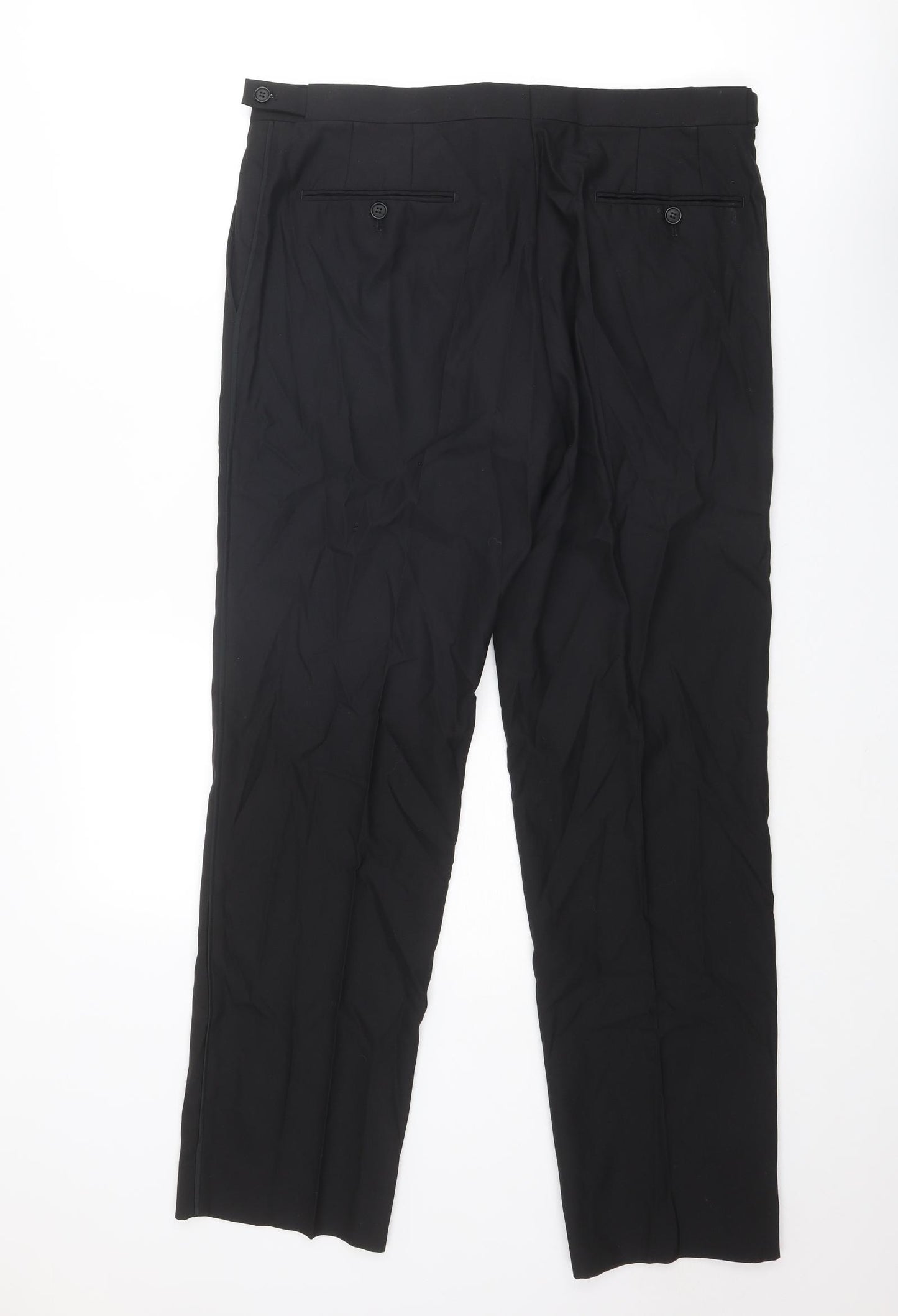 Autograph Mens Black Wool Trousers Size 34 in L31 in Regular Zip