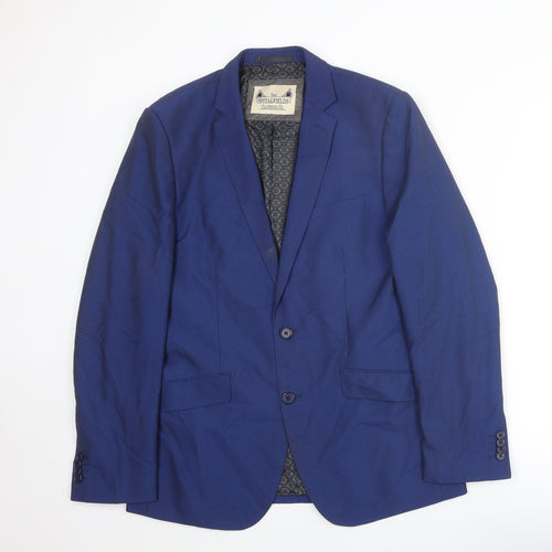 The Spitalfields Clothin Co. Mens Blue Polyester Jacket Suit Jacket Size 40 Regular