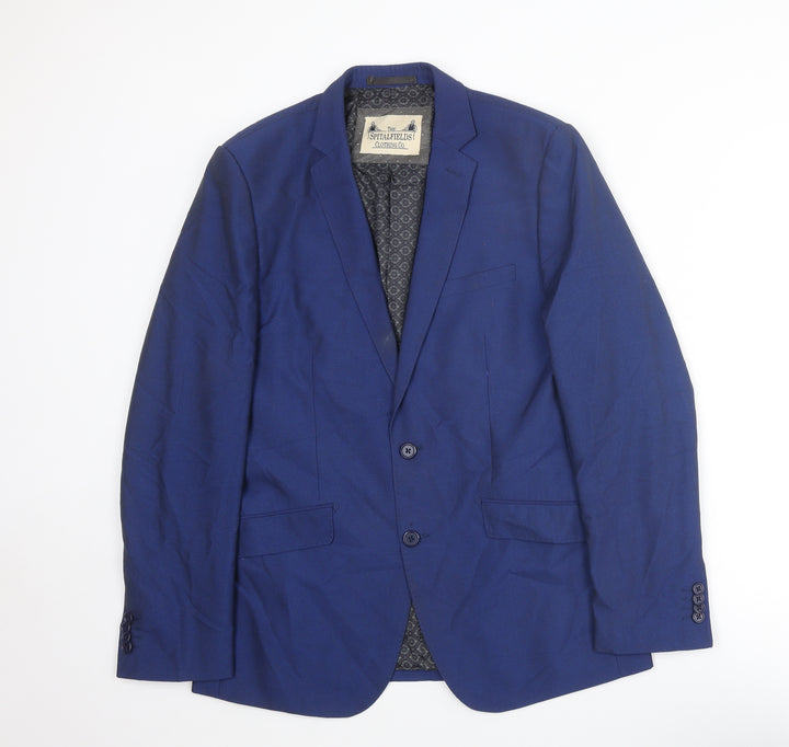 The Spitalfields Clothin Co. Mens Blue Polyester Jacket Suit Jacket Size 40 Regular