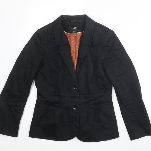 H&M Womens Black Jacket Blazer Size 8 Button