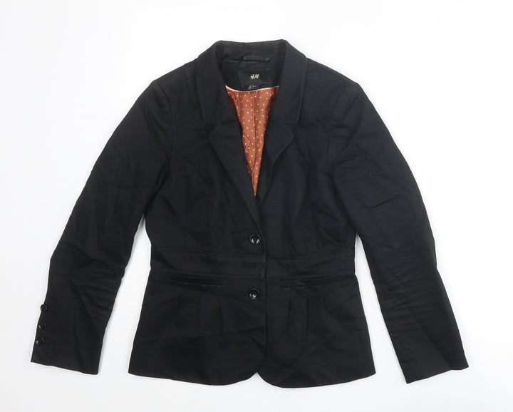 H&M Womens Black Jacket Blazer Size 8 Button
