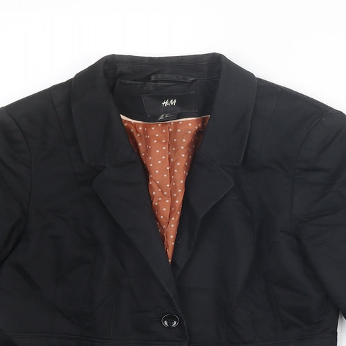 H&M Womens Black Jacket Blazer Size 8 Button