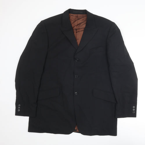 Karl Jackson Mens Black Polyester Jacket Suit Jacket Size 42 Regular