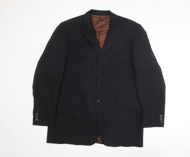 Karl Jackson Mens Black Polyester Jacket Suit Jacket Size 42 Regular
