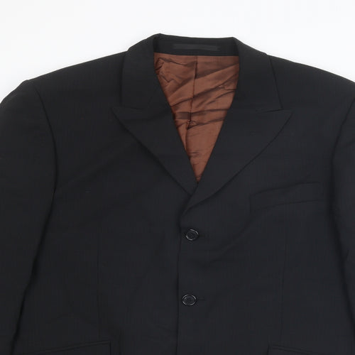 Karl Jackson Mens Black Polyester Jacket Suit Jacket Size 42 Regular
