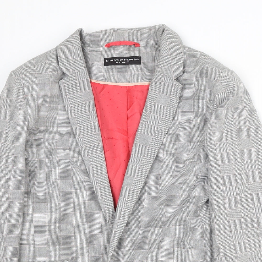 Dorothy Perkins Womens Grey Plaid Polyester Jacket Blazer Size 10