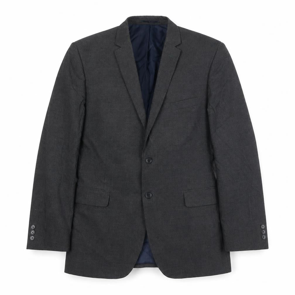 Front view of Debenhams men’s grey polyester jacket suit jacket, size 44, regular