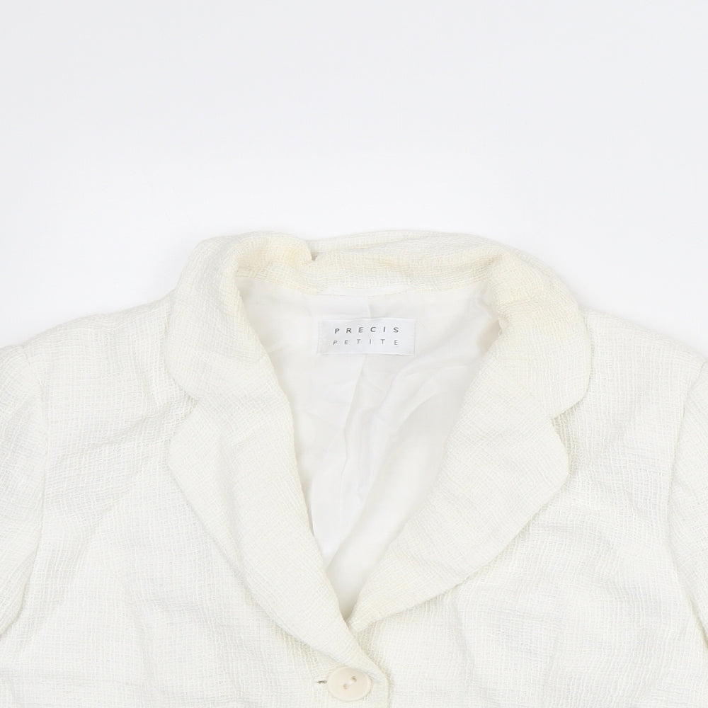 Precis Womens White Jacket Blazer Size 12 Button