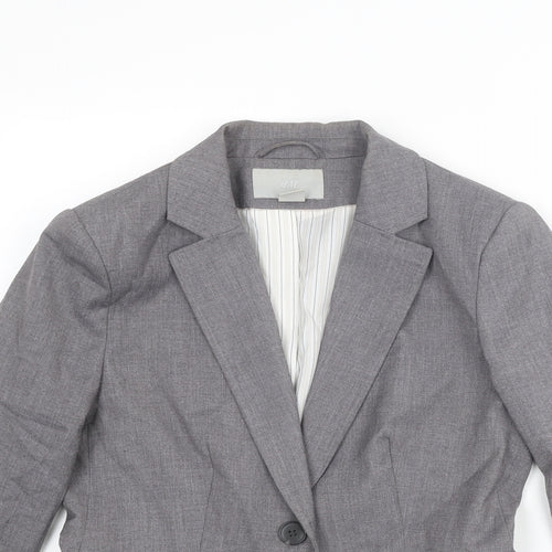 H&M Womens Grey Polyester Jacket Blazer Size 10