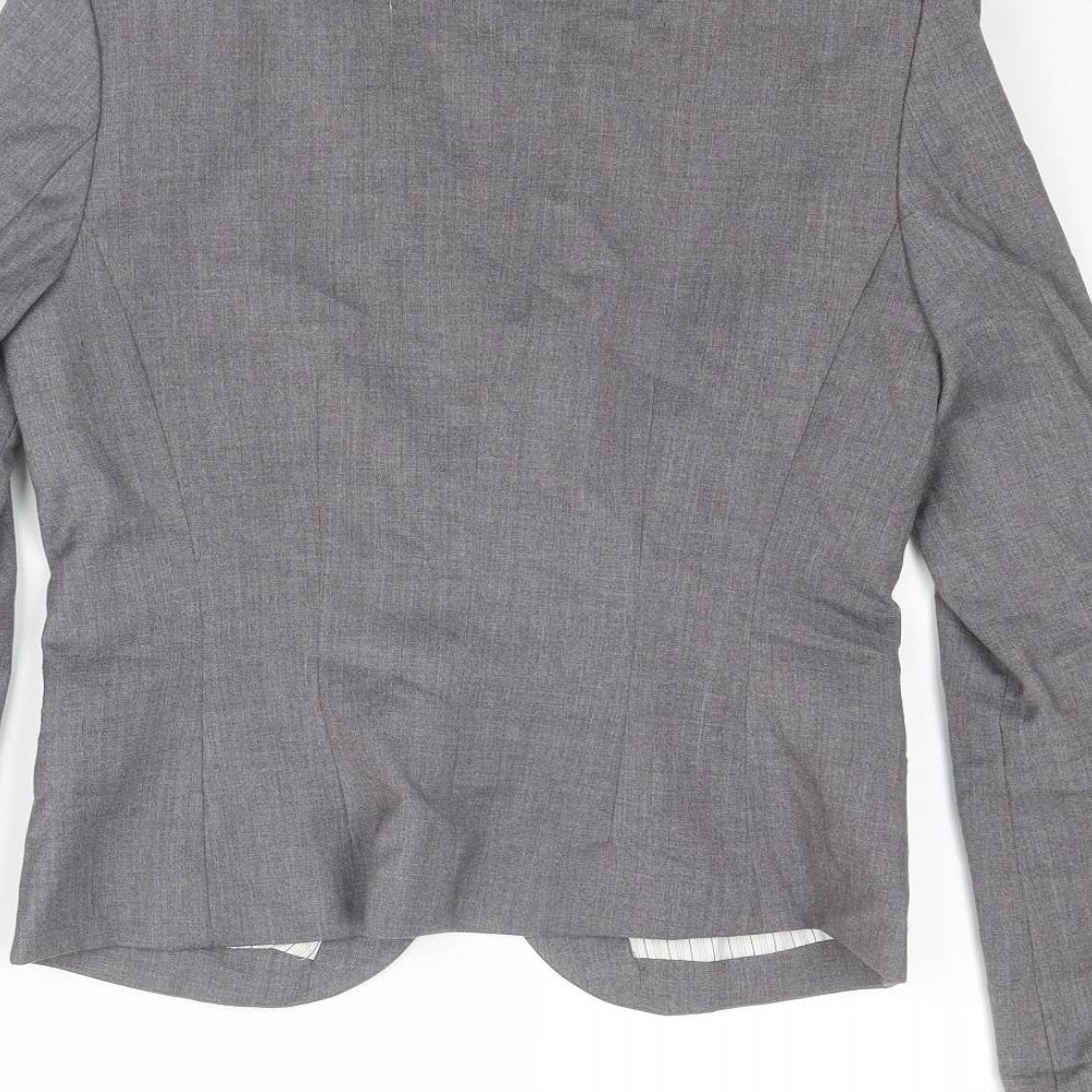 H&M Womens Grey Polyester Jacket Blazer Size 10