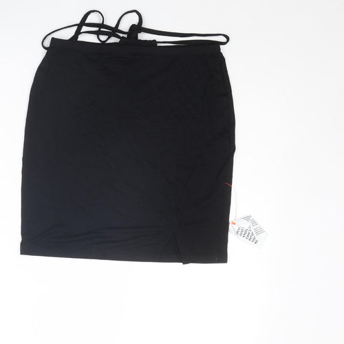 ASOS Womens Black Viscose Bandage Skirt Size 10 Tie