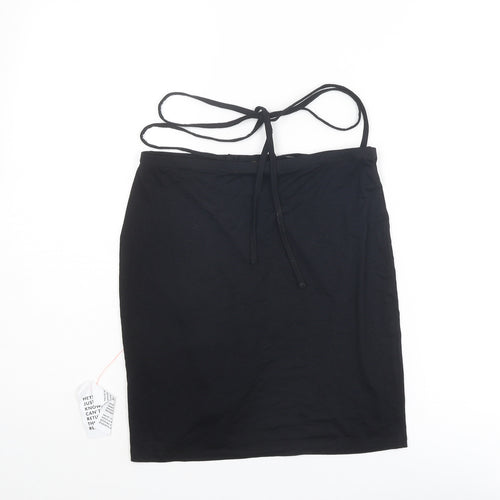 ASOS Womens Black Viscose Bandage Skirt Size 10 Tie